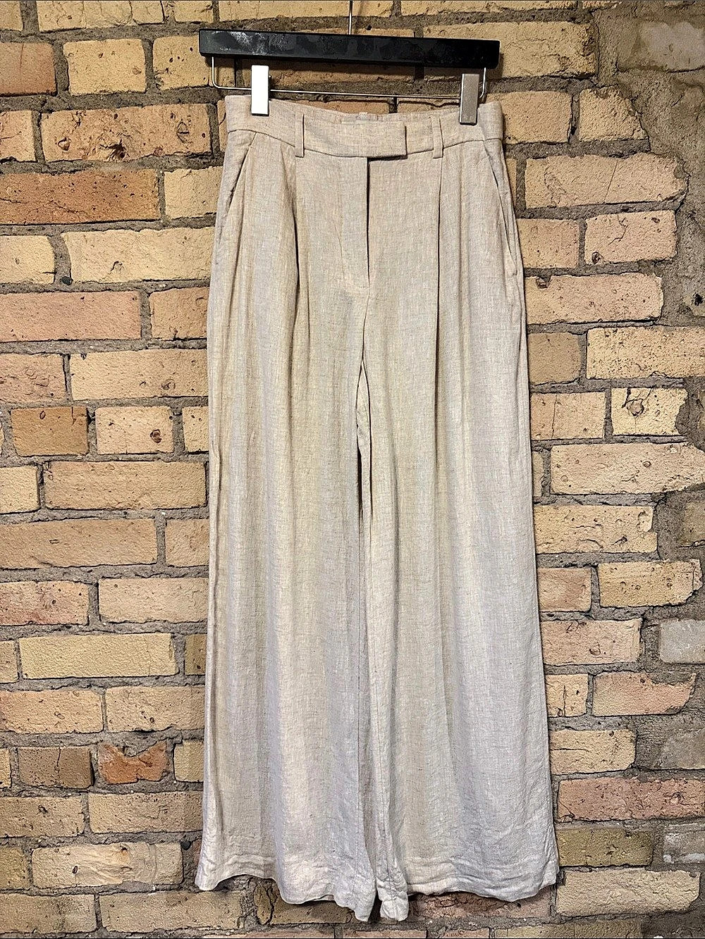 Abercrombie & Fitch A&F Sloane Linen-Blend Tailored Wide Leg Pant Tailored Wide